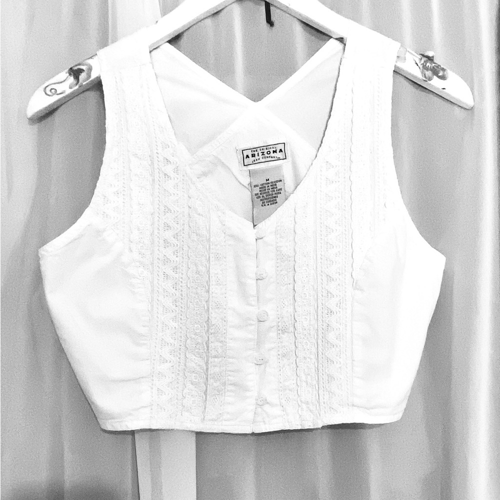 Arizona white embroidered crop top. Size M